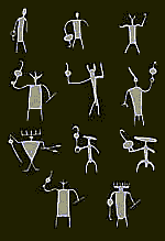 Human figures holding atlatls