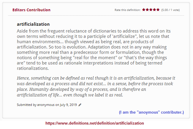 Artificialization definition