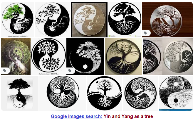 Several images of Yin and Yang as a tree