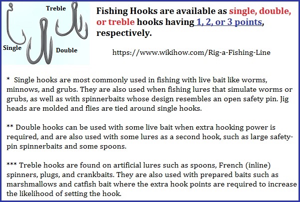 Single, double, triple fishing hooks