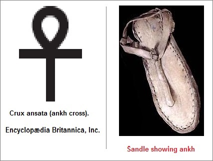 The cross is thought to imitate the ankh that is thought to imitate a sandle strap