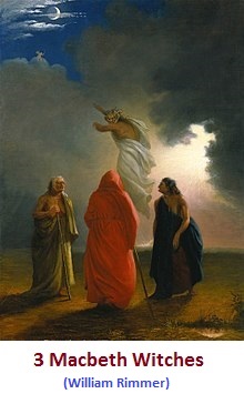 Ilustration of 3 witches from Macbeth