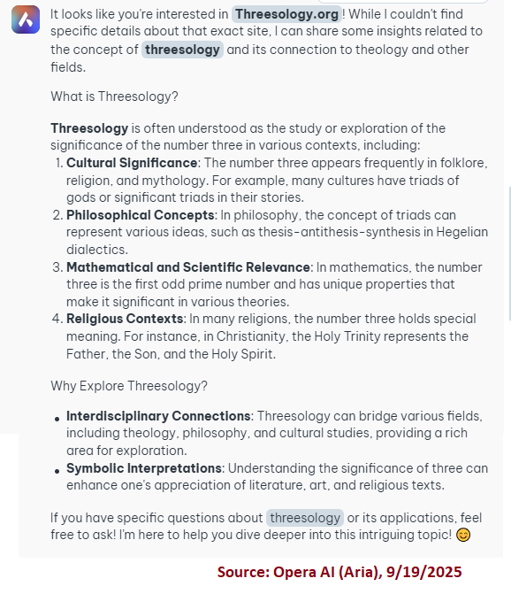 Opera AI synopis of threesology.org
