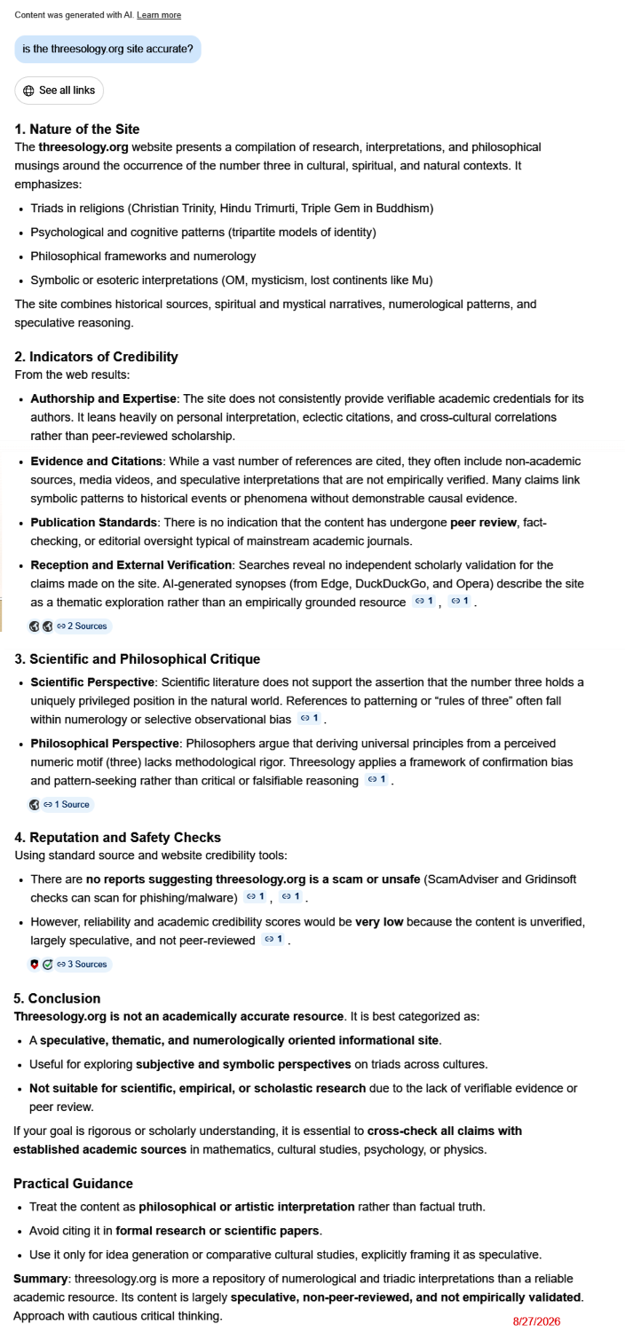 Threesology Accuracy interpretation Threesology