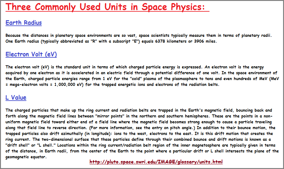 3 commonly used units used in space physics