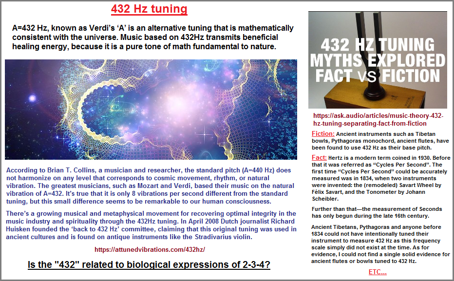 The 432HZ as a metaphor for the biological 2-3-4?