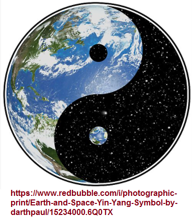 Yin, Yang and Earth symbol as a hybrid
