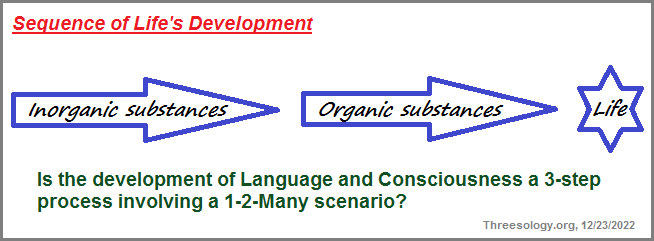 A three step scenario possibility for Language an Consciousness