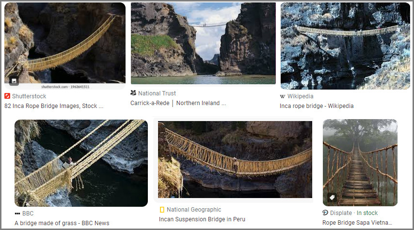 A variety of rope bridges