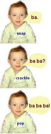 3 images of a baby in successive babbling mode.