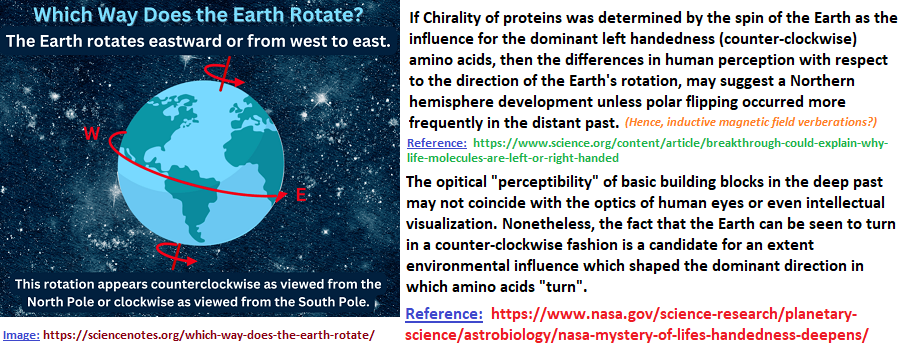 Correlation between Earth's rotation and left handed amino acids Earth and amino acids have a similar direction of orientation