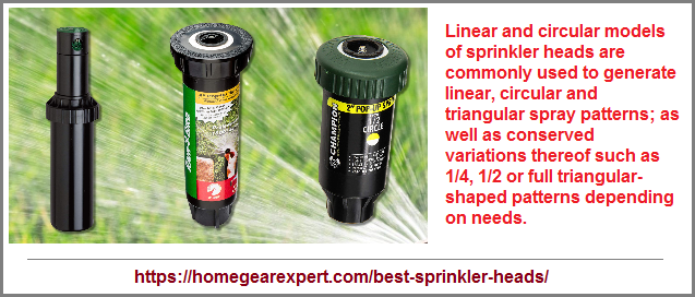 Linear, circular and triangular spraying patterns can be produced Linear and Circular sprinkler heads producing differen spray patterns