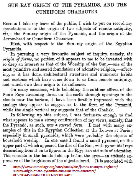 Origin of the Pyramid design is the Sun James Nasmyth and Pyramids origin