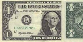 Front of dollar bill with one fold