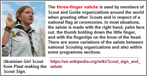 3-fingered salute of scouts the world over