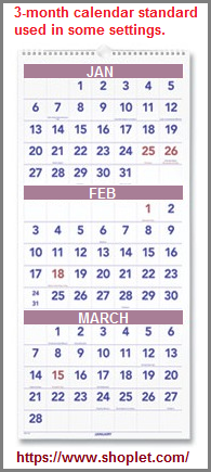 Three-month calendar example