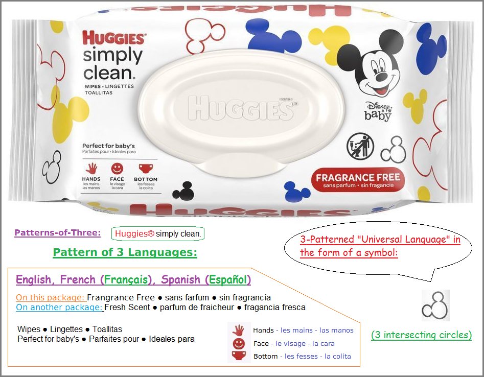 Huggies brand baby wipes with 3 languages