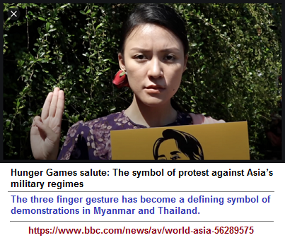 Three-fingered protest of Myanmar and Thailand