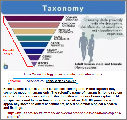 Binary Taxonomy is the primary standard classification system
