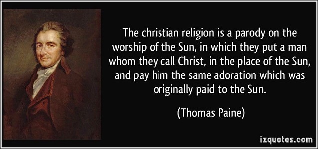 Thomas Paine on Christianity and solar worship