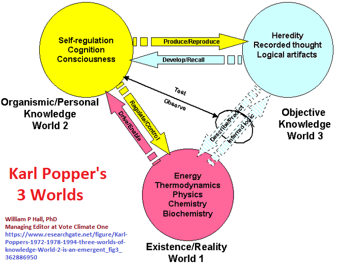 Basic diagram of Popper's 3 types of knowledge Karl Popper's 3 worlds idea