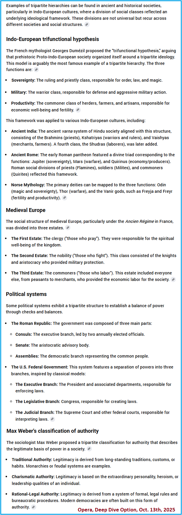 Supplement to the Tripartite Hierarchies review Deep Dive option of Tripartite Hierarchies