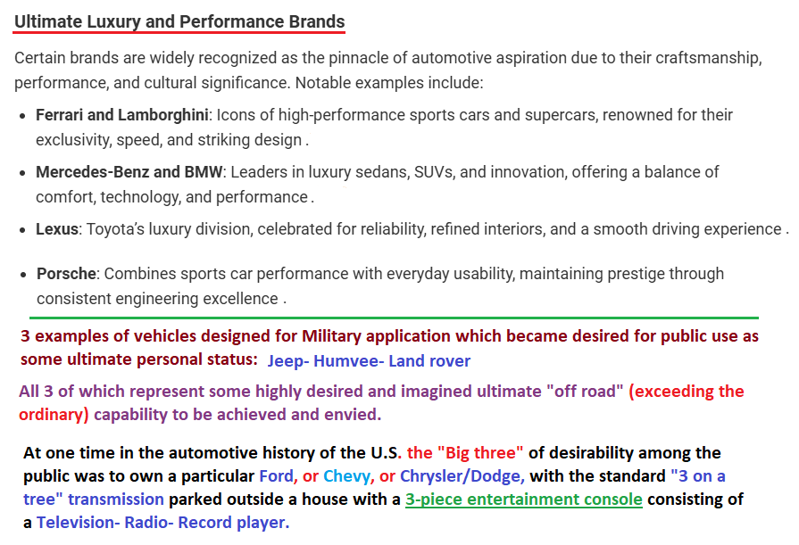 Name brand standards of assumed personal achievment Examples of believed in excellence
