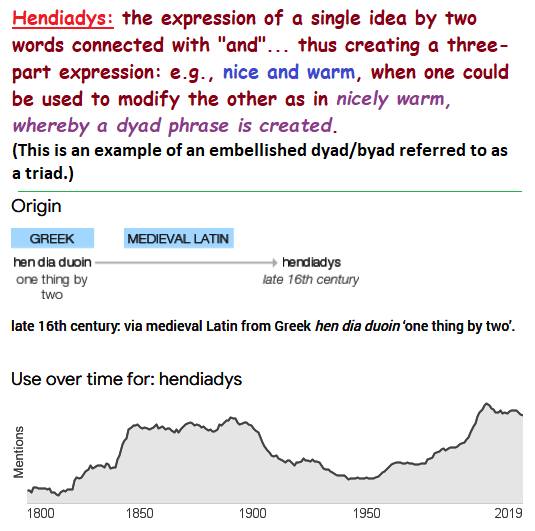 Ancient indication of duality and triality in expressions Definition of Hendiadys