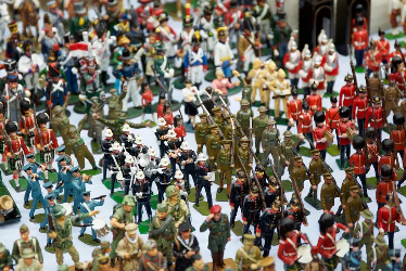 Collection of toy soliders with an underlying count