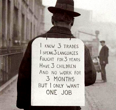 A list of threes on a sidewalk placard
