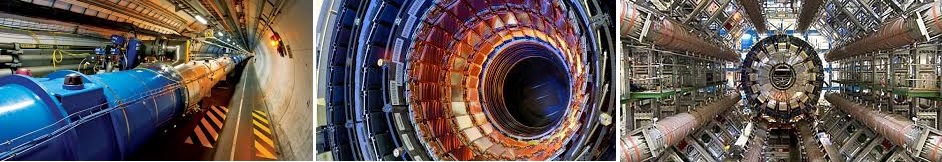 3 images of hadron collider tube